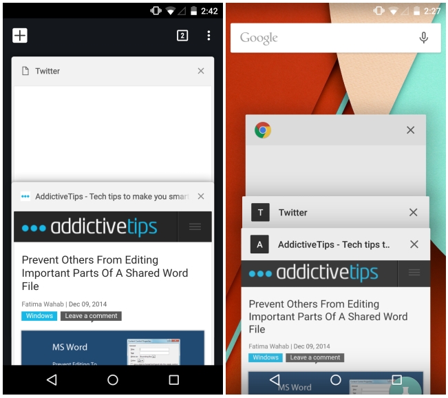 Вкладки Chrome для Android