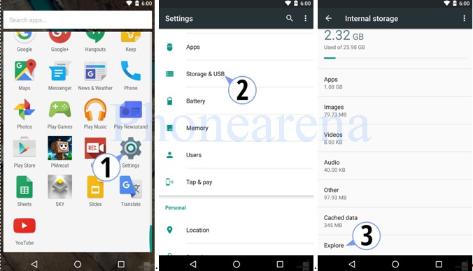 файловый менеджер в Android 6.0 Marshmallow